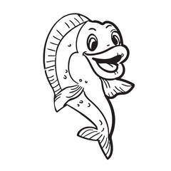 fish speaking vector illustration. Drawing. Easy to edit