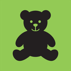 Fototapeta premium Simple black teddy bear icon on green background
