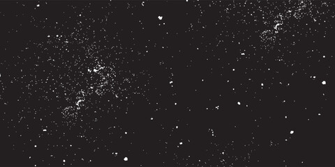 Snow, stars, fairy twinkling lights, rain drops on black background. Abstract vector noise. Small particles of debris and dust. Distressed uneven grunge texture overlay.