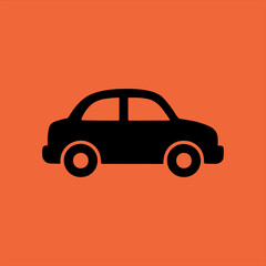 Simple black car icon on orange background