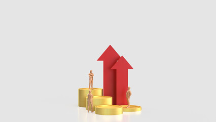 The Arrow and coins for Business concept 3d rendering.