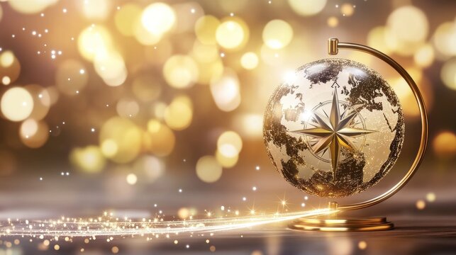 Ornate golden globe, exquisite detail