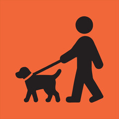 Person walking dog simple icon graphic
