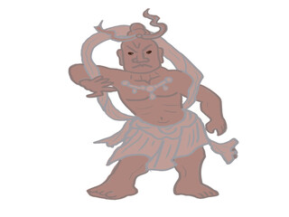 An illustration of the full body of the Nio statues that guard the gates of temples