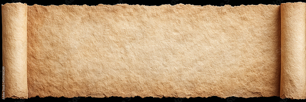 Poster ancient parchment scroll background with aged paper texture and curled edges, evoking vintage and hi