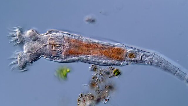 Rotifera under DIC microscope view 