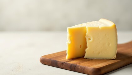Artisan cheese wheel, creamy texture, white backdrop, cooking, isolated, closeup