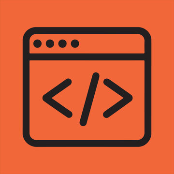 Web browser code silhouette icon graphic