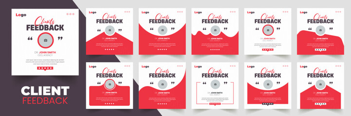 Customer feedback, testimonials, a social media post web banner template, and a Bundle. Customer feedback review or testimonial social media post design