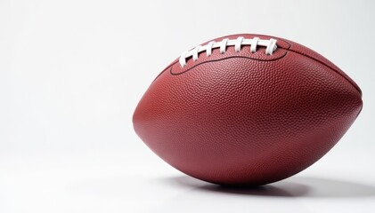 Close-up of an American football on white background, tan, pigskin texture