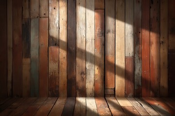 Abstract Wooden Background With Light and Shadow Effect in Brown Tone