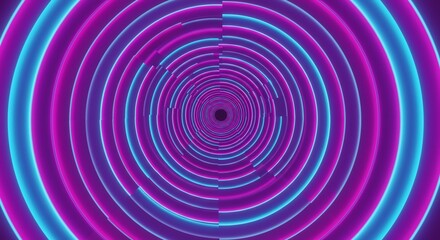 Obraz premium Glowing circles create a vibrant tunnel