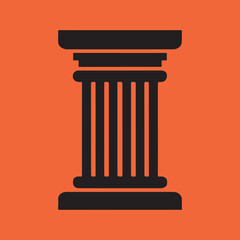 Classic greek column icon black and orange