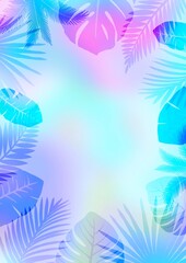 Tropical palm trees summer hologram background