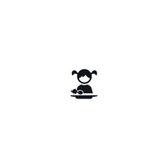 Girl eating food icon flat vector design
