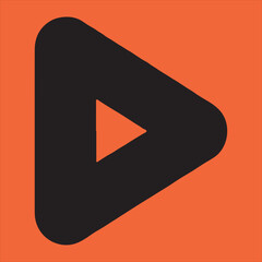 Abstract play button icon on orange background