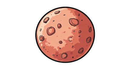 Obraz premium Hand-drawn illustration of a planet with craters.