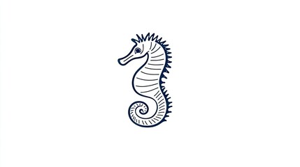 Simple line drawing of a seahorse.