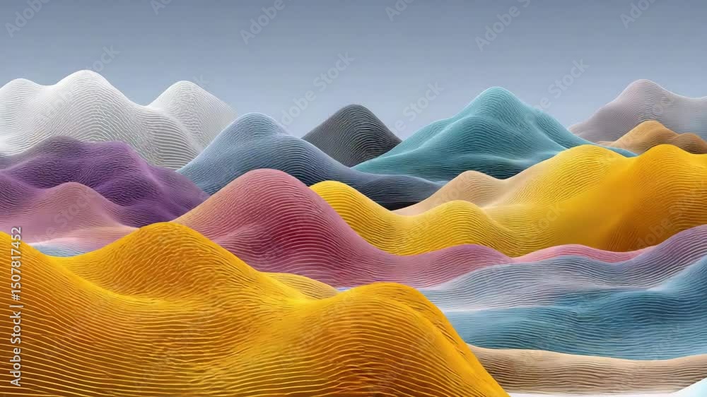 Aufkleber crosshatch design decorative abstract colorful landscape of wavy forms and textures in 3d