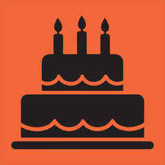 Simple black two tier birthday cake icon