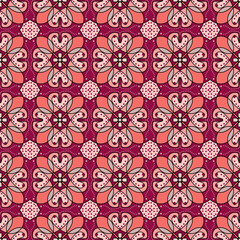 seamless floral pattern with maroon background 
