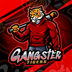 Gangster tiger esport mascot logo design