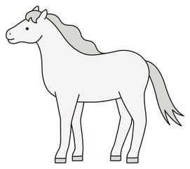 白馬のベクターイラスト。干支、十二支、午、馬、うま、午年、年賀状