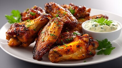 Spicy BBQ Chicken Wings Appetizer Food.