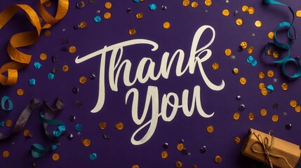 Thank You Card Design Festive Confetti Background.
