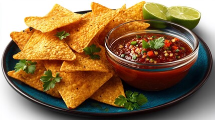Tortilla Chips Salsa Dip Mexican Food Snack.
