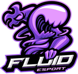 Fluid monster esport mascot logo design