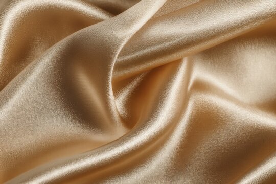 Close Up View Of Luxurious Gold Satin Fabric