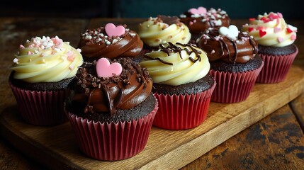 Valentines Chocolate Cupcakes with Dessert, and Sweets.