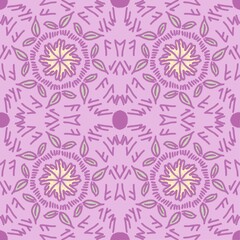 Kaganga Batik from Rejang Lebong Indonesia Purple Floral Mandala Pattern Seamless Texture for Design Projects