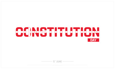 Obraz premium Denmark Constitution Day on white background, Typographic Design of Denmark Constitution Day, Vector Design of Denmark Constitution Day, Denmark Constitution Day Design