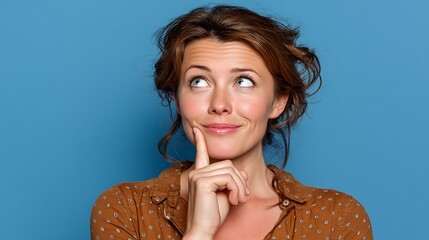 Woman Thinking with Pondering, Decision, and Studio Portrait.