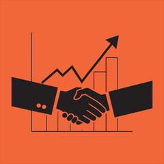 Business growth handshake silhouette