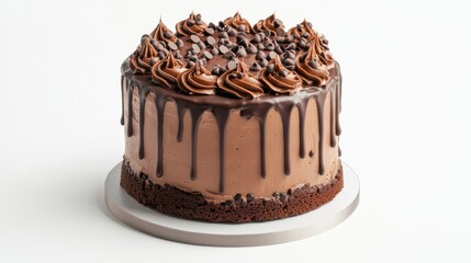 Chocolate cake on white background