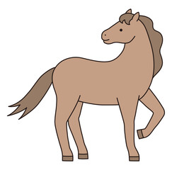 ふりかえる馬のベクターイラスト。干支、十二支、午、うま、午年、年賀状