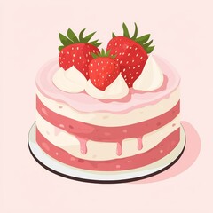 Vector illustration strawberry cake