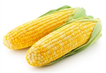 Fresh corn cob white background