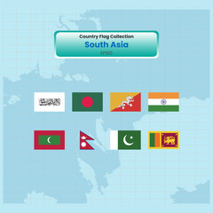 South asia flag Design Vector illustration graphic,  Afghanistan, Bangladesh, Bhutan, India, Nepal, Maldives, Pakistan, Sri Lanka,
