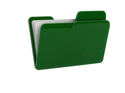 A vibrant green file folder standing upright against a white background.