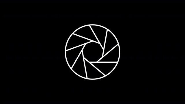 Lens Aperture Logo Animation with Alpha Channel Transparent Background