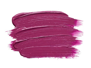Vibrant fuchsia paint stroke on a white background, showcasing texture and color richness.