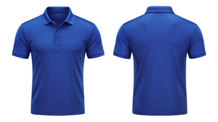 Royal Blue Polo T-Shirt Template from Two Sides on Transparent Background

