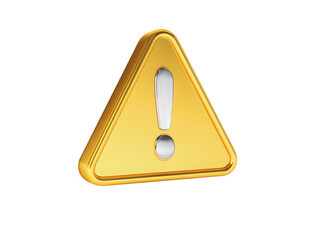 A shiny gold warning sign with a prominent exclamation mark.