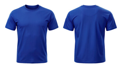 Royal Blue T-Shirt Template from Two Sides on Transparent Background

