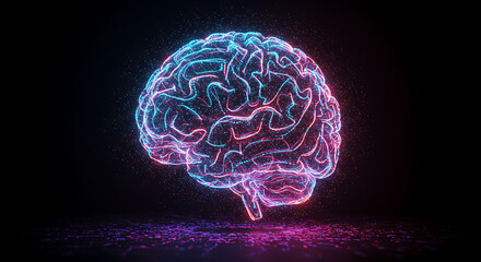 Abstract Neon Brain Neurology Neuroscience AI and Artificial Intelligence Concept