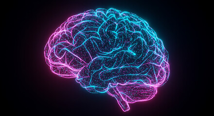 Abstract Neon Brain Digital Neural Network AI and Neuroscience Concept